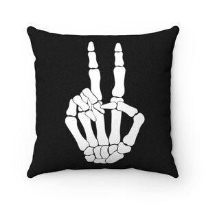 Skeleton Pillow, Skeleton Peace, Halloween Throw Pillow, Halloween Decor, Spooky Gifts, Ouija Board Pillow, Gifts for Her