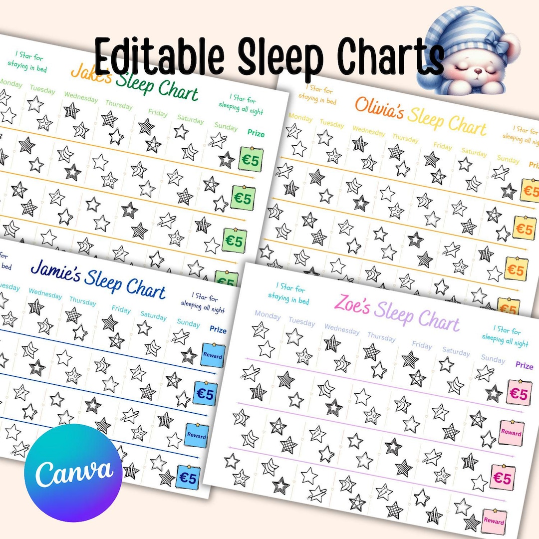 Printable Stay in Bed Chart for Kids, Toddler Bedtime Chart, Sleep ...