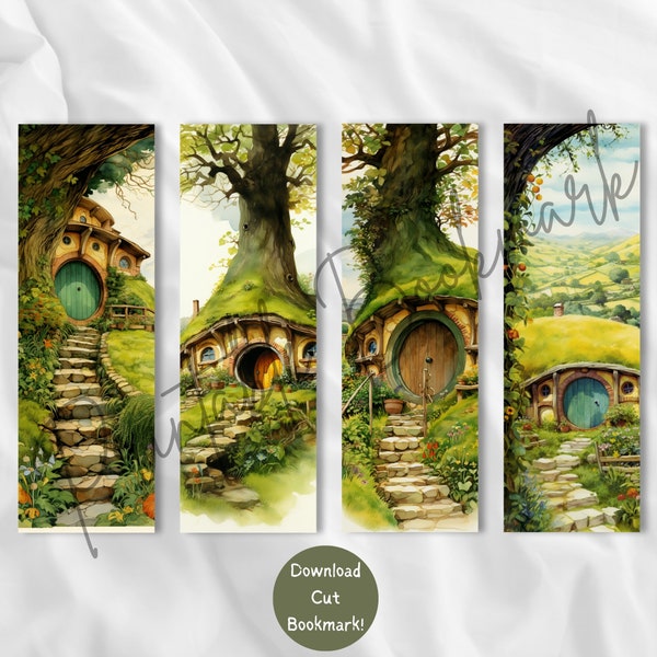 The Shire Set of 4 Bookmark, Printable Bookmark, Lord of the Rings Bookmark, Digital Print