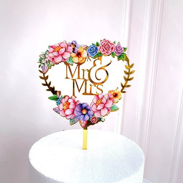 Mr.&Mrs Acrylic Gold Mirror Cake Topper/Wedding