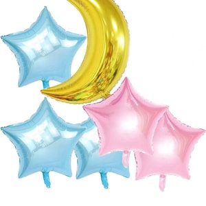 Moon and Star Foil Balloons 6pc