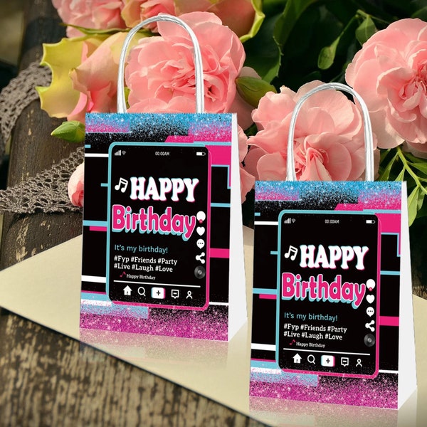 Musical/Cellphone Happy Birthday Party Favor Bags/Gift Bags 12 Pack