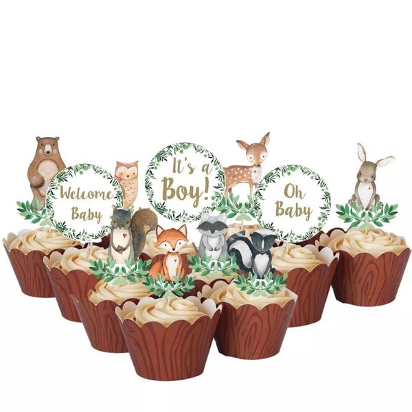 33 Woodland Animal CupCake Toppers