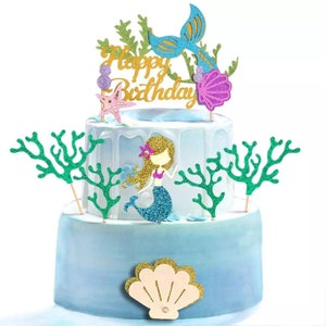 Happy Birthday Mermaid Cupcake Topper