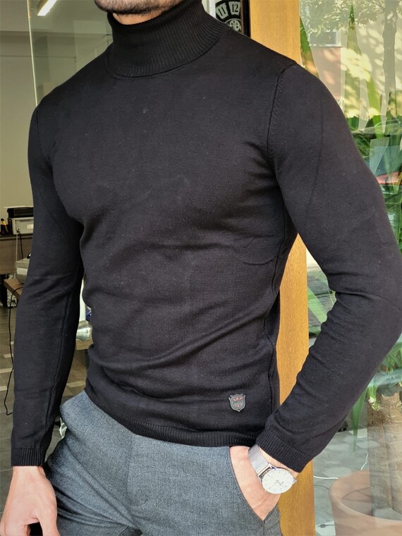 Patterned Turtleneck Classical Slim Fit 