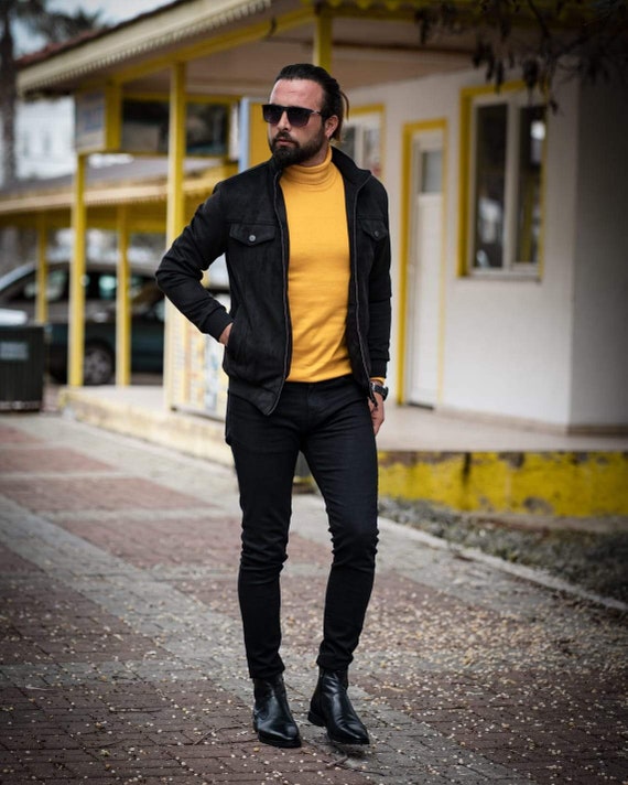 black and yellow sweater