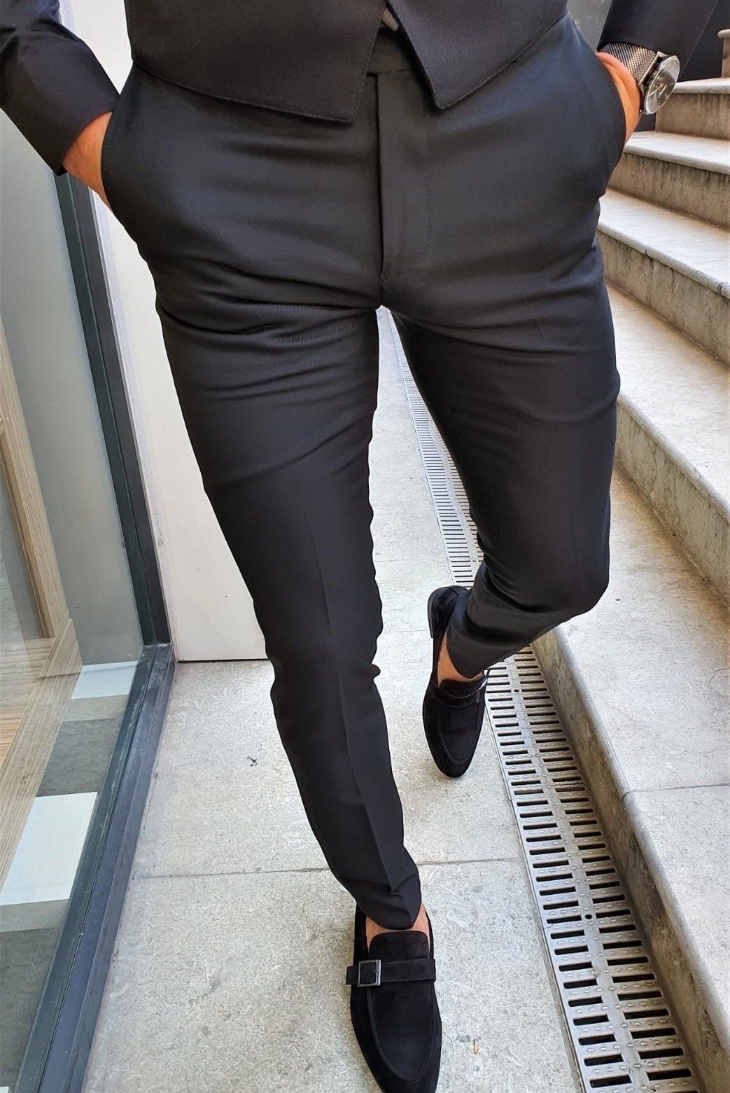 Mens black best sale casual dress pants