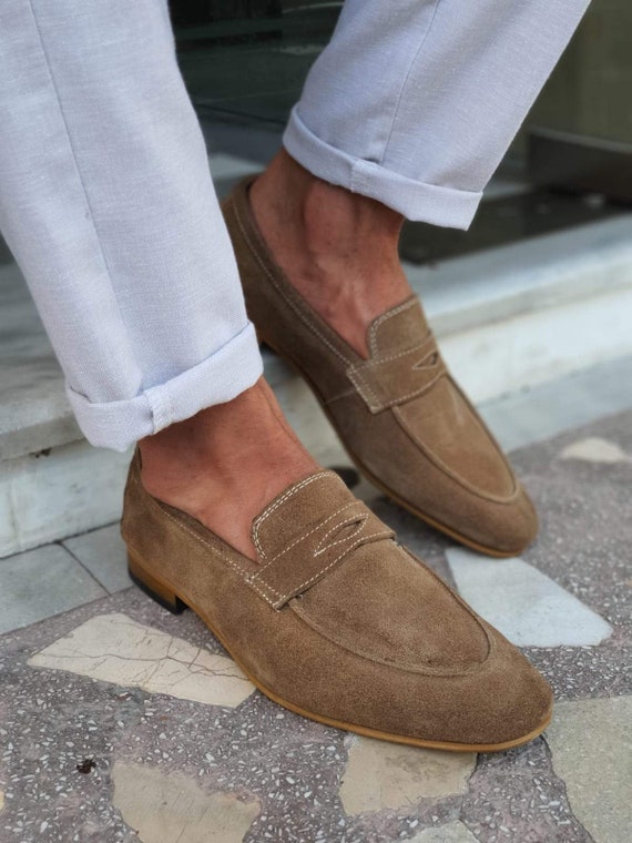 Galaxy Nævne panel Light Brown Suede Leather Loafers for Men Comes With - Etsy