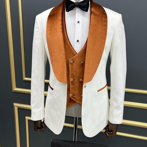 Whiteorange Special Wool Tuxedo Etsy