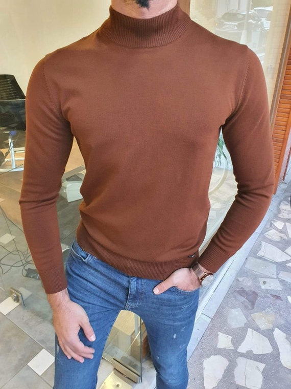 Dark Brown Turtleneck for Men Great 