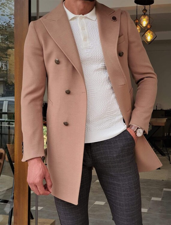 Classic Wool Camel Coat for Men With 