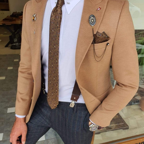 Beige Blazer for Men