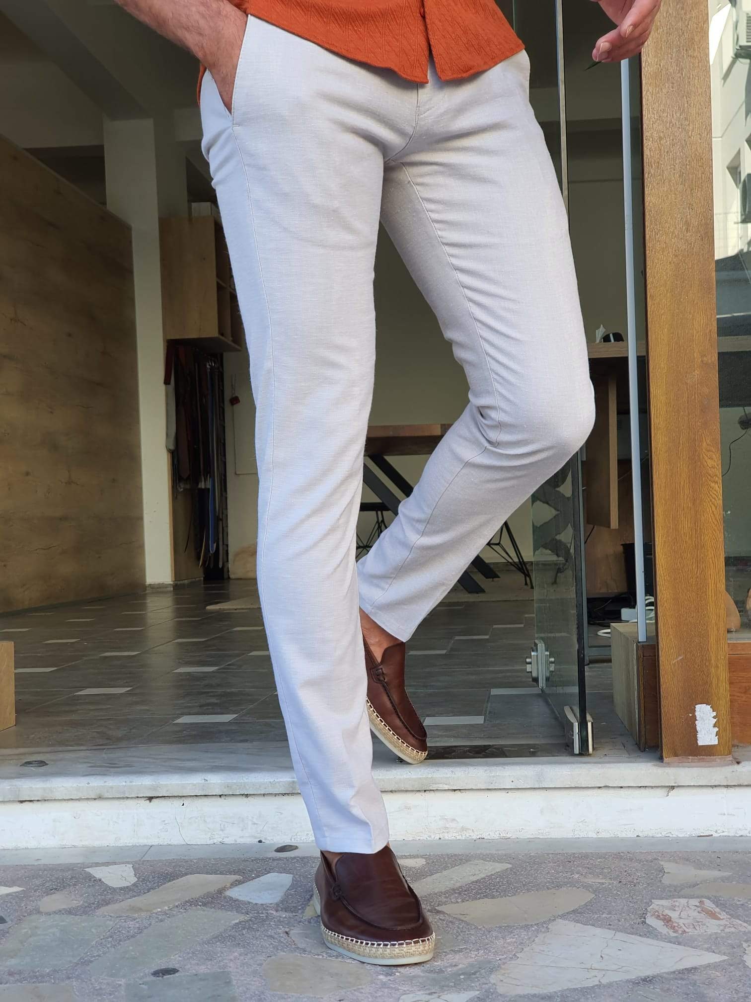 White Cotton Pants for Men Comfortable Pants Slim-fit - Etsy