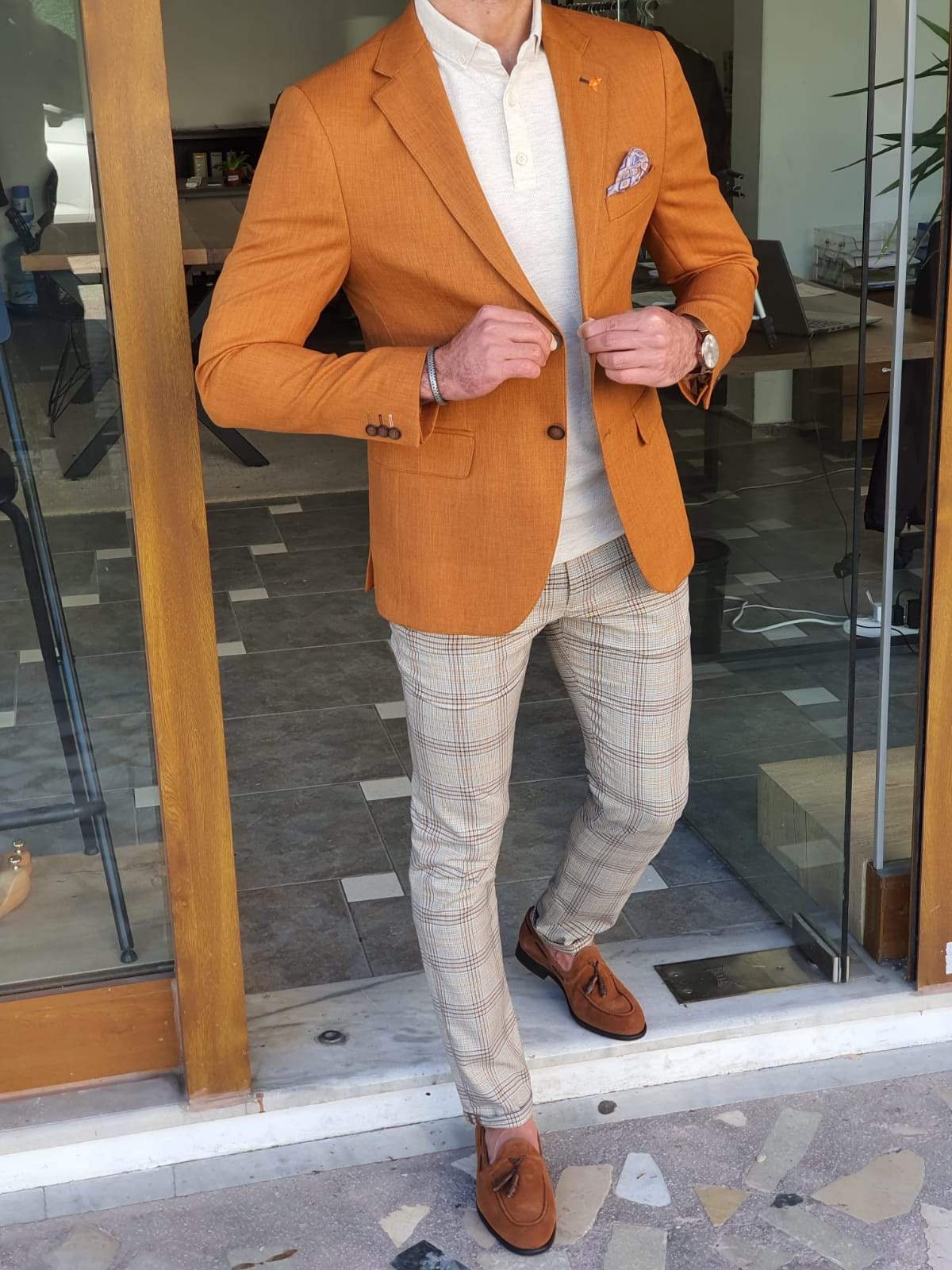Elegant Orange Blazer New Arrival Date Night Suit - Etsy