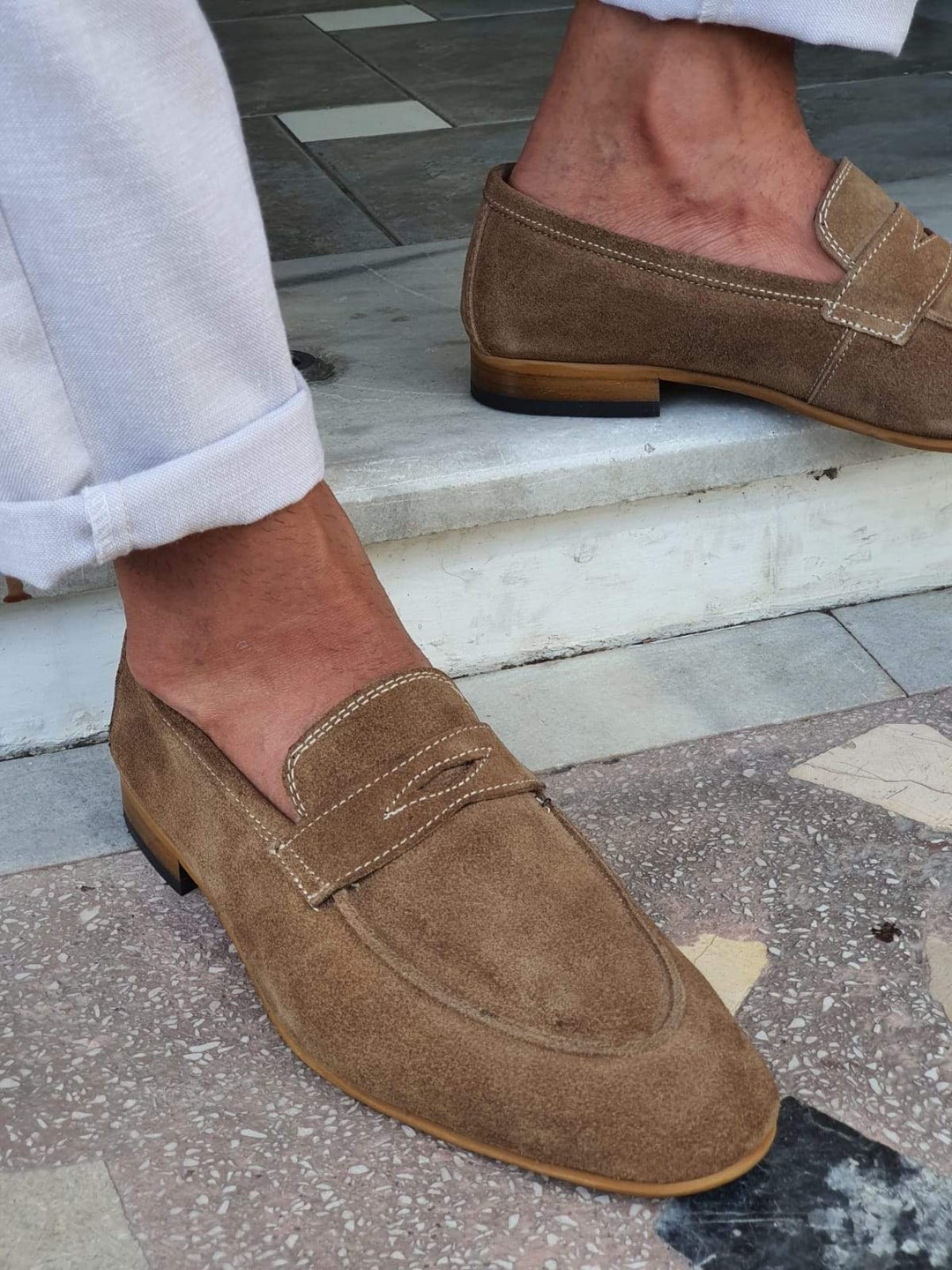 tan suede loafers for men