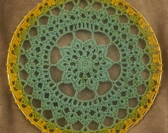 12'' Aqua-Yellow Blossom Mandala Wall Hanging