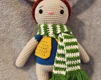 Hand-Crocheted Bunny Plush with Scarf & Hat