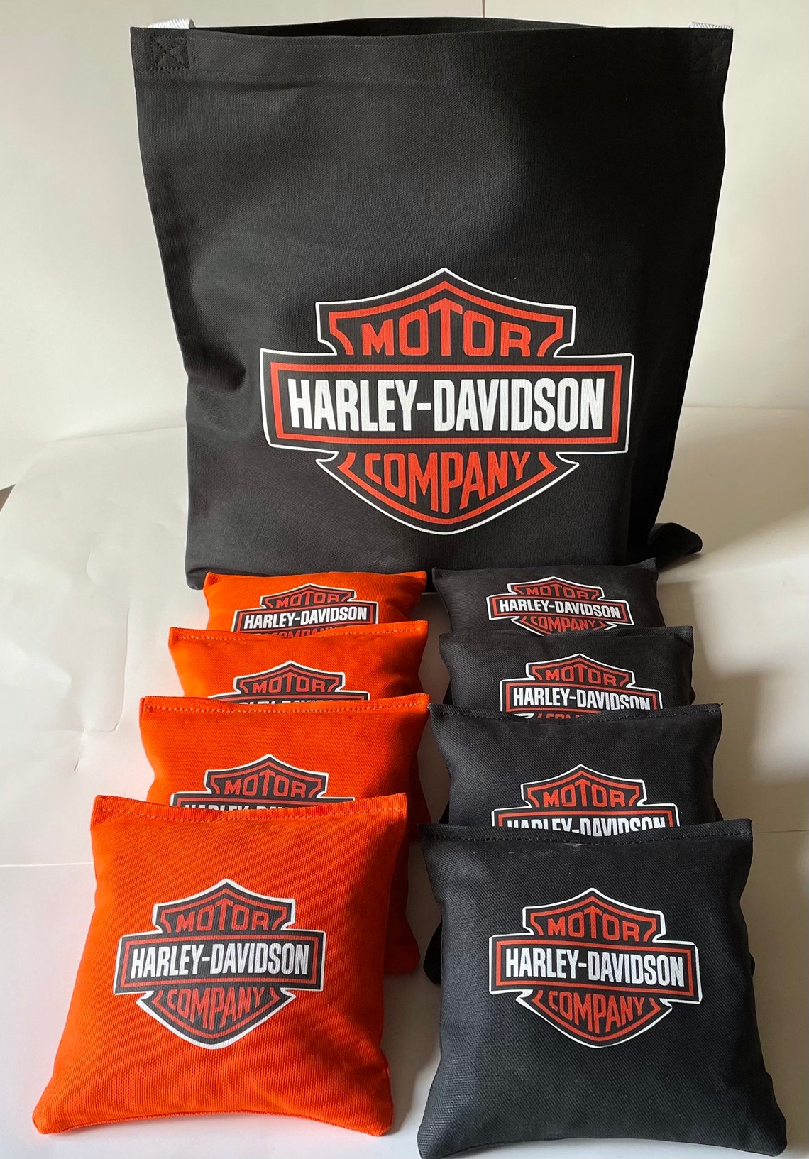 Harley Davidson Cornhole Bags Baggo Bean Bag Toss With Tote Seams Won't Bust Open Etsy