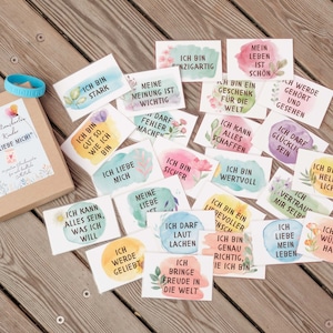 Affirmationskarten für Kinder MIT ARMBAND, Affirmationen Kind, Mutmachkarten, Selbstliebe, Selbstbewusstsein für Kinder, Kinder stärken