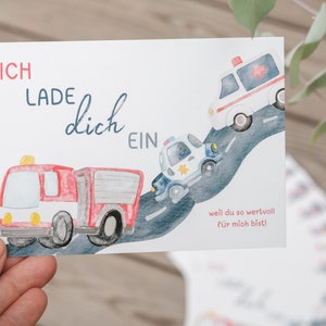 Einladung "Rettungseinsatz / Feuerwehr / Polizei / Rettungswagen", Geburtstag, Kindergeburtstag