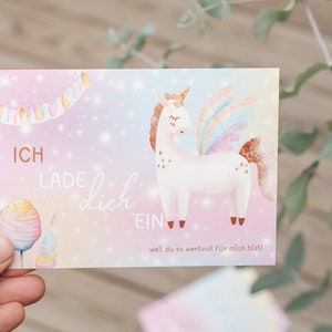 Einladungskarte "Einhorn", Glitzer, Geburtstag, Kindergeburtstag