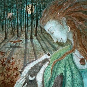 Tarjeta de felicitación Lady Moon Serenity de Wendy Andrew