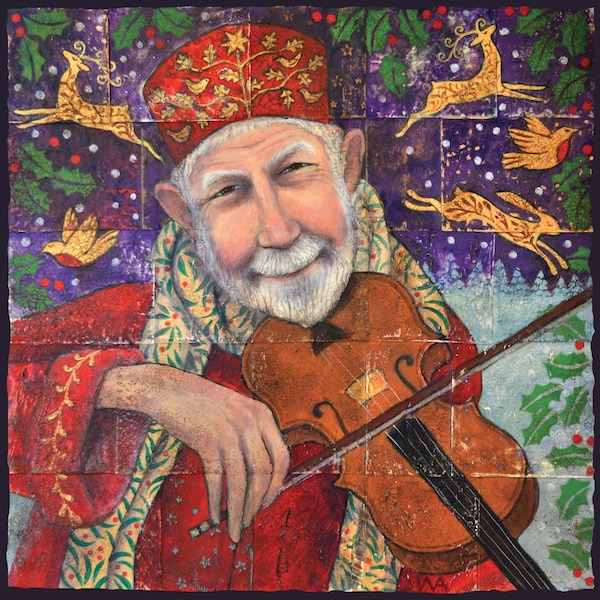 Festive Fiddling greetings card by Wendy Andrew