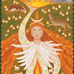 Maiden Fire Goddess Grußkarte von Wendy Andrew