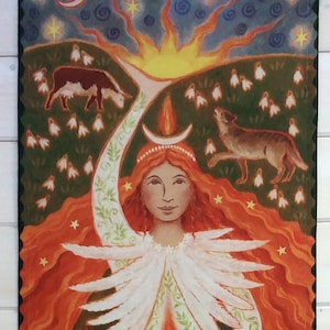 Maiden Fire Goddess fabric wall hanging designed by Wendy Andrew