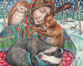 In the Arms of Grace greetings card by Wendy Andrew