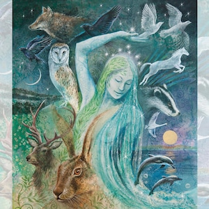 Tarjeta de felicitación de las Criaturas Sagradas de la Diosa de Wendy Andrew