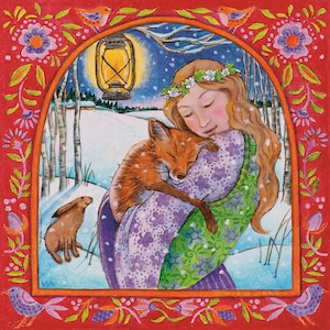 Tarjeta de felicitación de Folksy Fox Love por Wendy Andrew