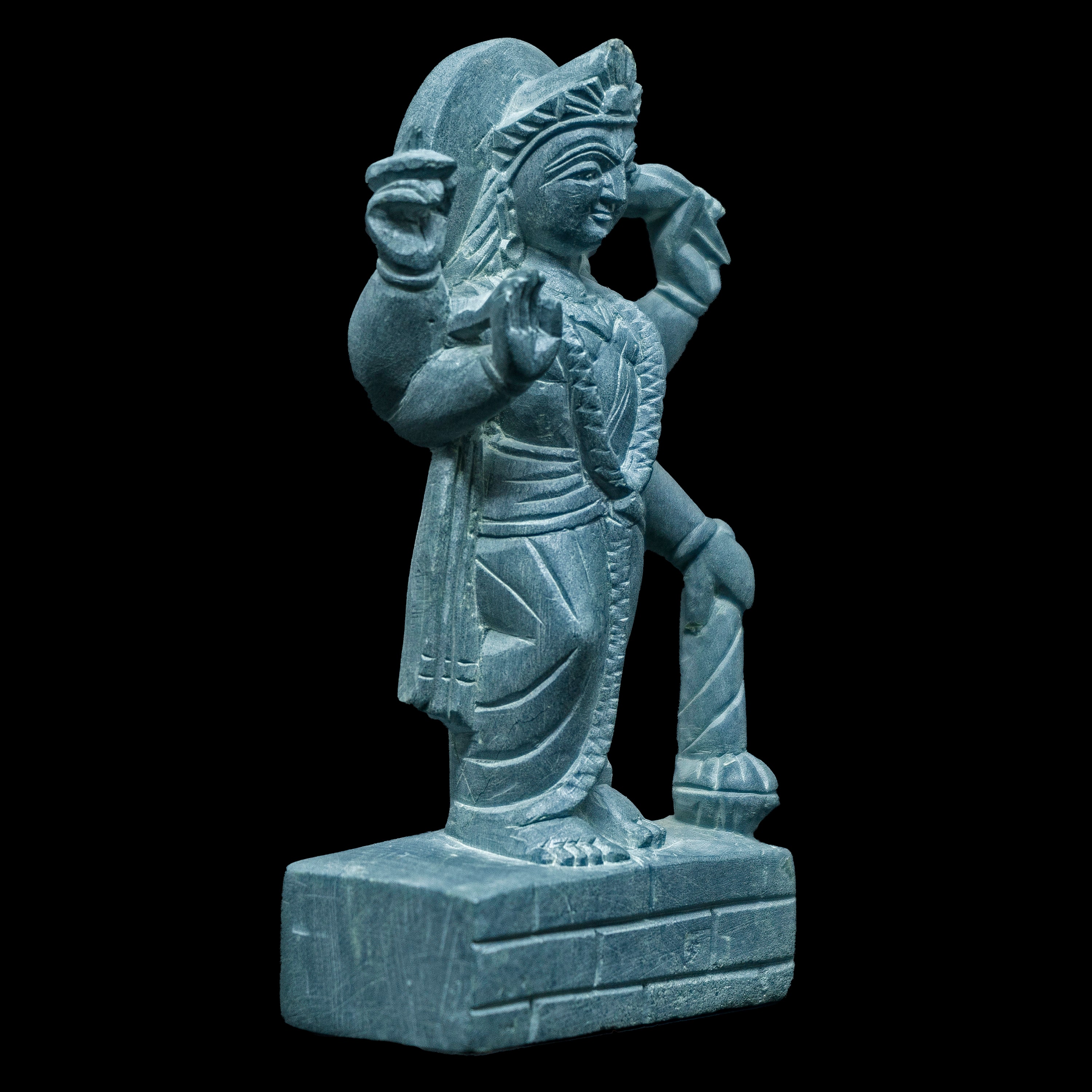 Handmade Lord Vishnu Stone Statue Hindu God Narayan Avatars Black