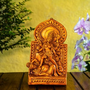 Hindu statue of shiva shakti - Hand made eco friendly terracotta shiva parvati sculpture- Primitive folk Art from India - by mollisarts