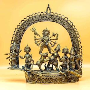 Dhokra Art of Goddess Durga statue - Indian brass figurine-  Dokra handicrafts - A Vintage Indian Art Form-Delivery within 4 weeks