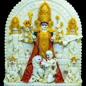 Durga Statue with family- Mahishasura Mardini Maa Durga Protima  - India Hindu Goddess Statue -  Delivery within 4 weeks