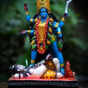 Large marble Kali idol -  Bengali shyama kali murti - Shiv Shakthi- feminine masculine- Hindu Goddess Kali Amman Statue