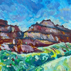 Ten Sleep Canyon Wyoming Mountain Landscape Original Impasto Oil Painting on Canvas 16 by 20&quot; By Popova