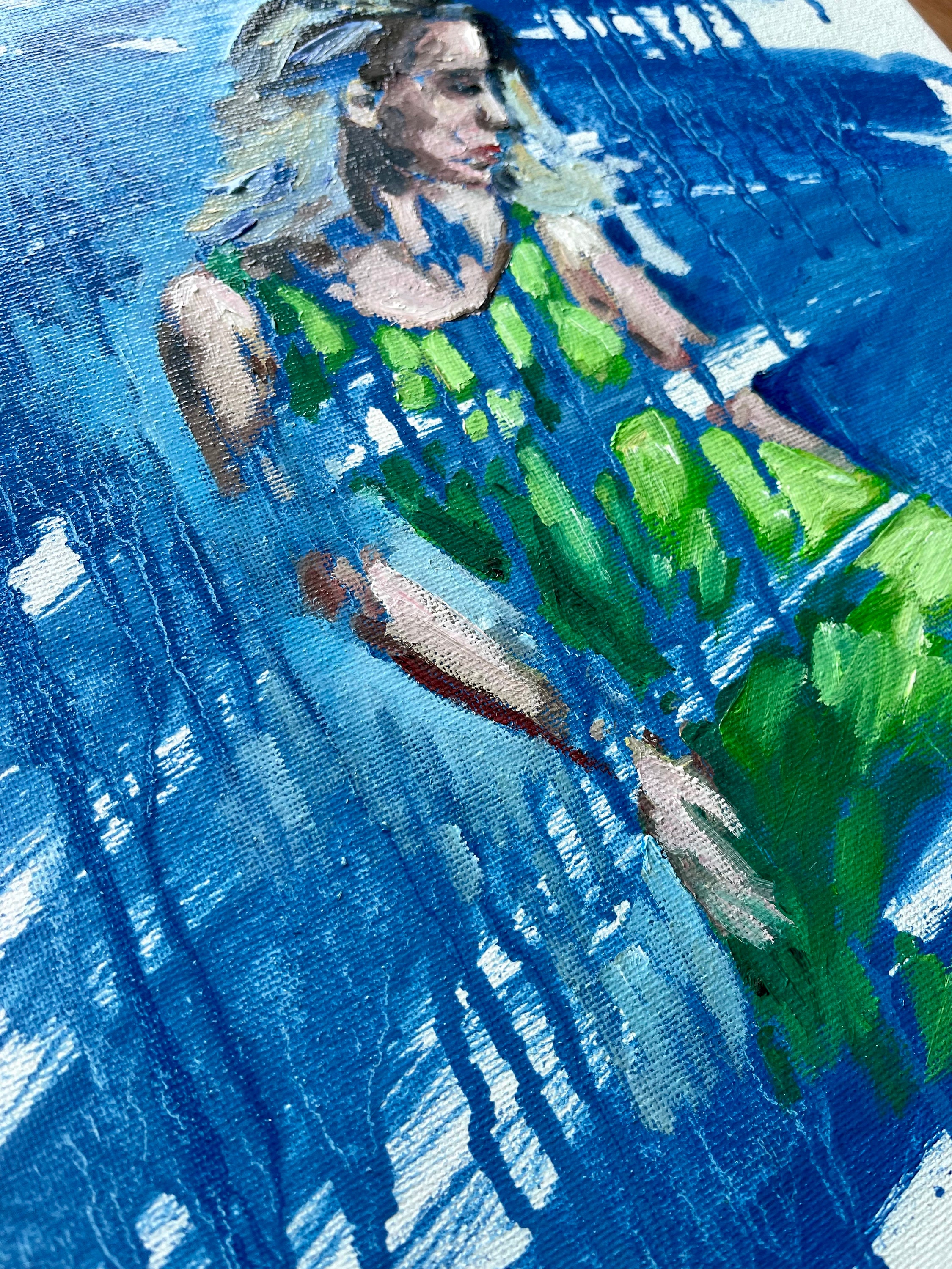 Woman in the Green Dress Original Oil Woman Painting Impressionist ...
