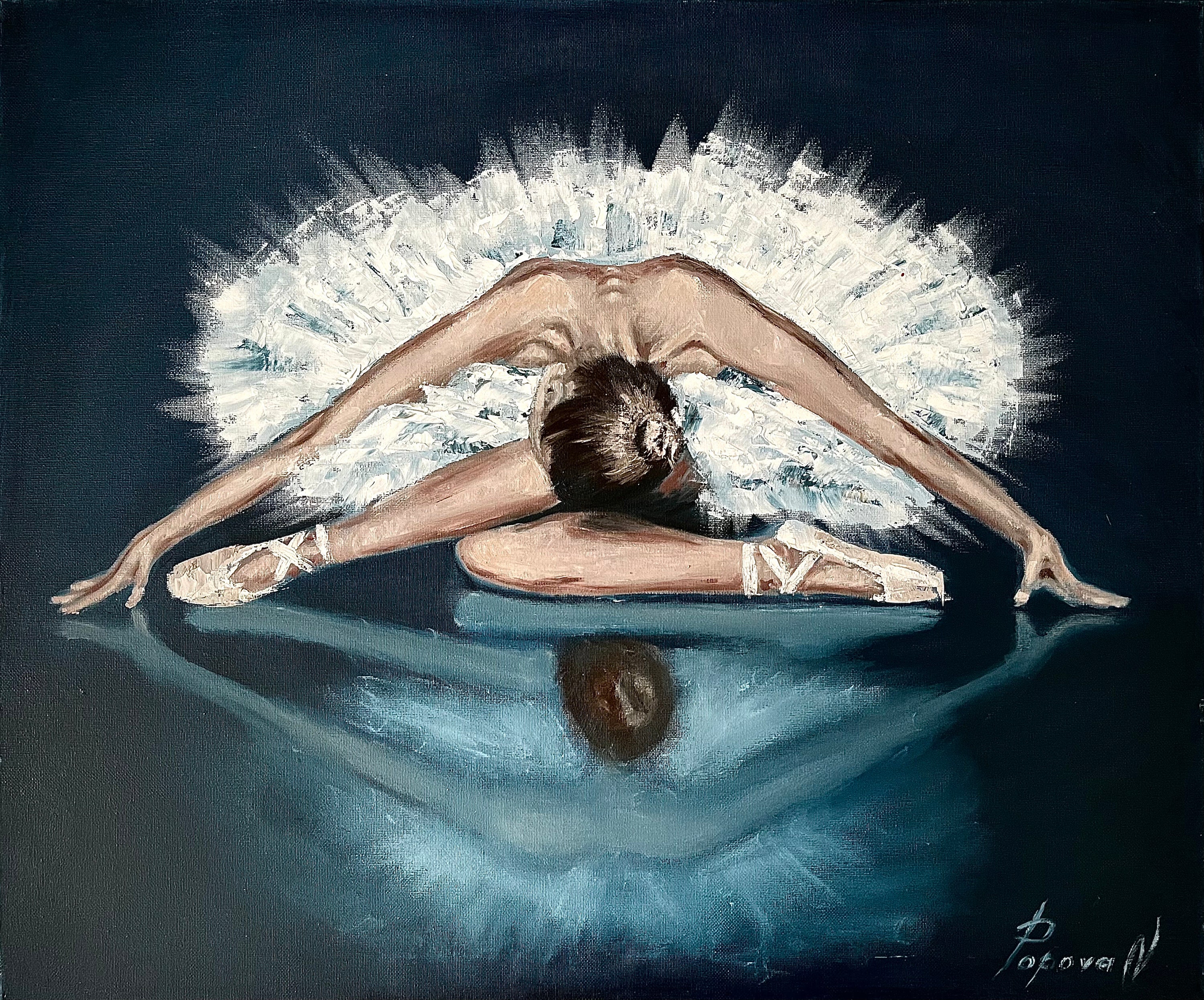 The ballerina are under the shelf. Ballerina Painting.