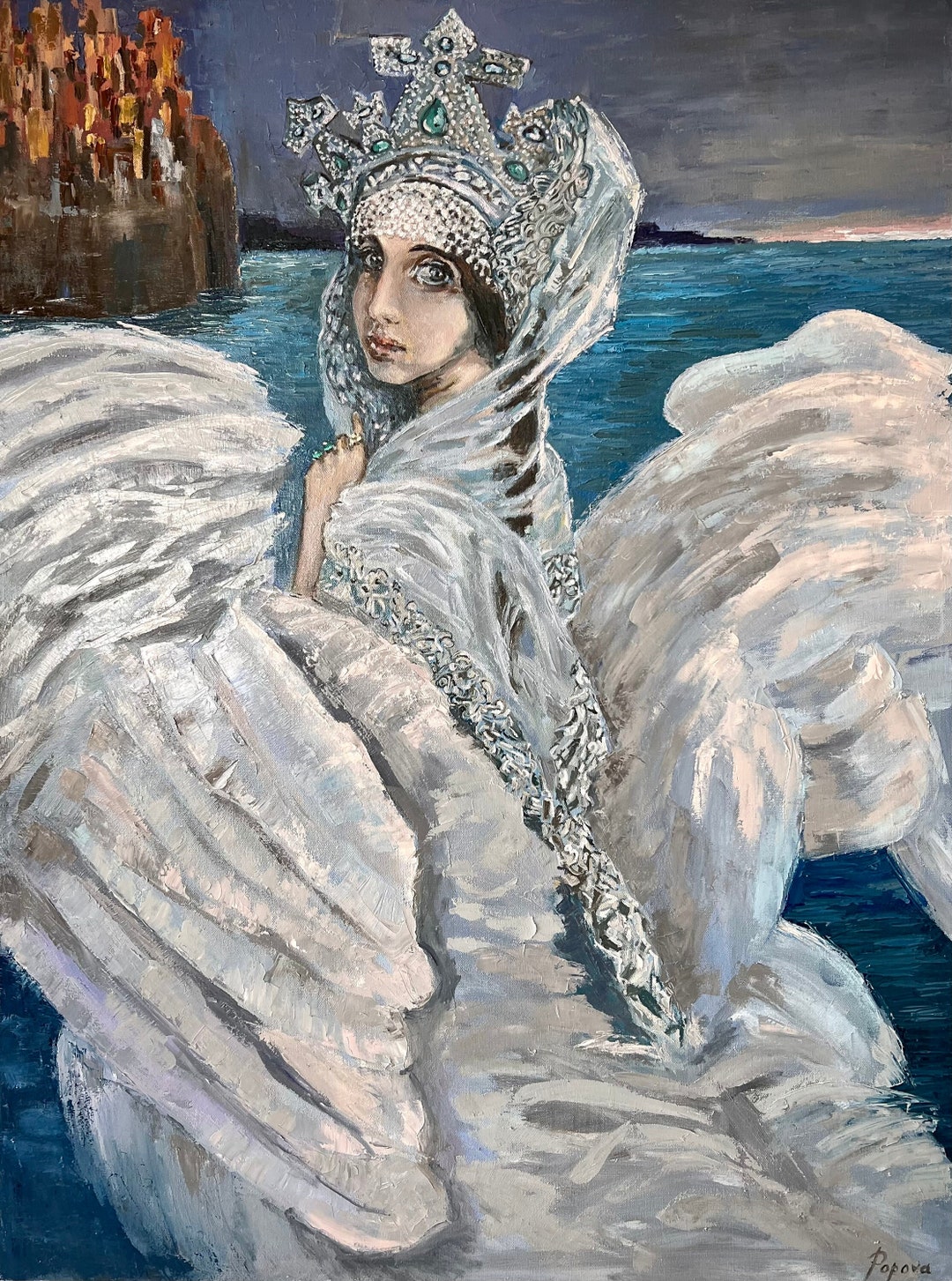 Swan Princess Vrubel Replica Oil Painting | 30x40” Impasto Canvas
