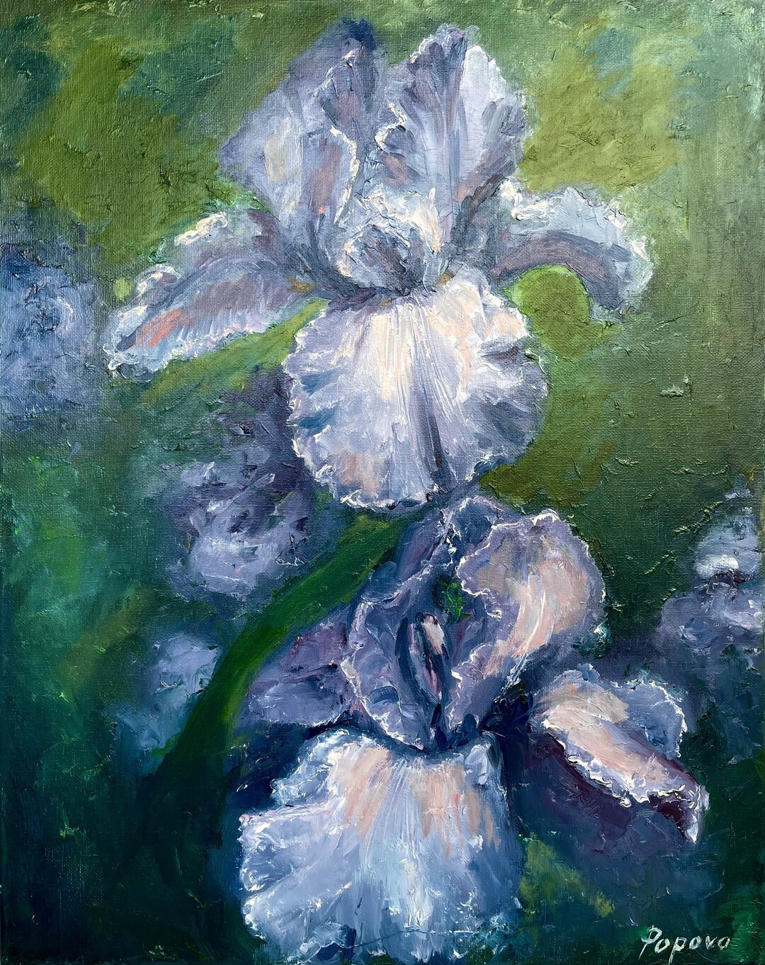 Iris Painting Floral Art Original Painting Flower Artwork Oil Painting ...