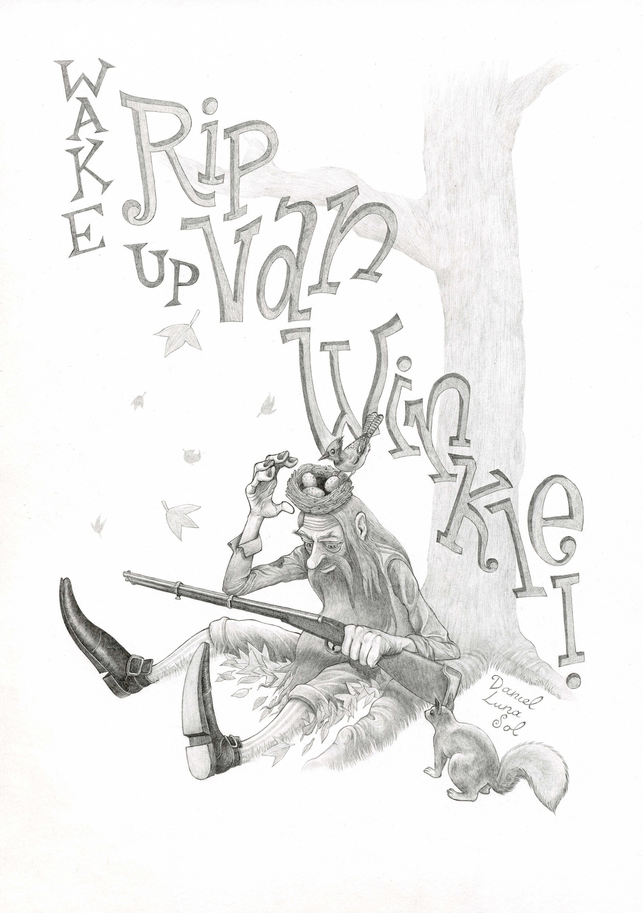 Wake Up Rip Van Winkle Original Graphite Illustration - Etsy