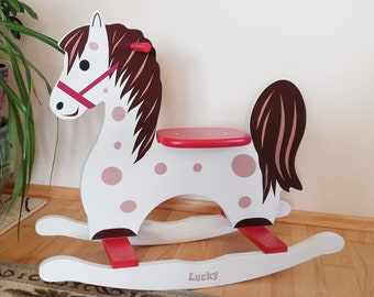 Personalized rocking horse for baby, wooden rocking horse for toddlers, gift idea for kids, classic rocking toy, toddler birthday gift