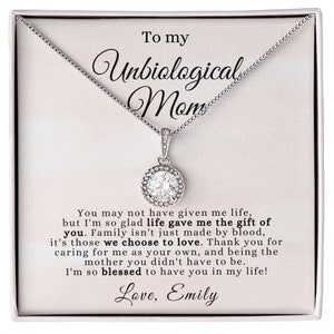 Bonus Mom Mother&#39;s Day Gift, Unbiological mom Necklace, Step Mother Stepmom Gift from Bride, Step Mom Gift for Birthday from Daughter Son