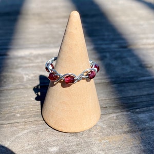 Maroon Beaded Ring
