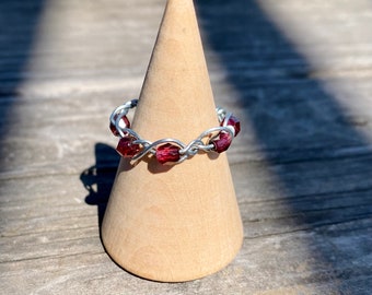 Maroon Beaded Ring