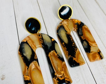 Large Copper, Black & Translucent Arches w/Black Resin Stud