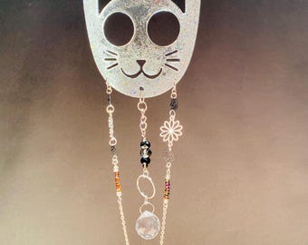 Cat Resin Sun Catcher {Holographic Silver Glitter}