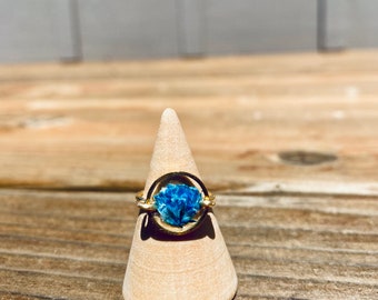 Blue Flower Minimalist Ring